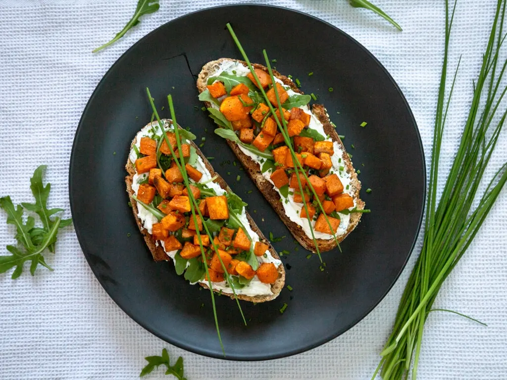 Tartine carré frais et patate douce