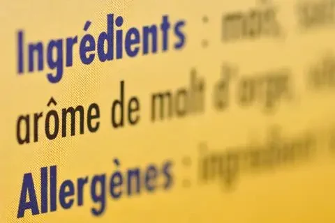 Liste d'ingrédient d'un aliment ou d'un produit alimentaire