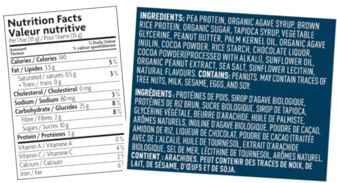 Liste des ingrédients au sein d'un aliment ou produit alimentaire