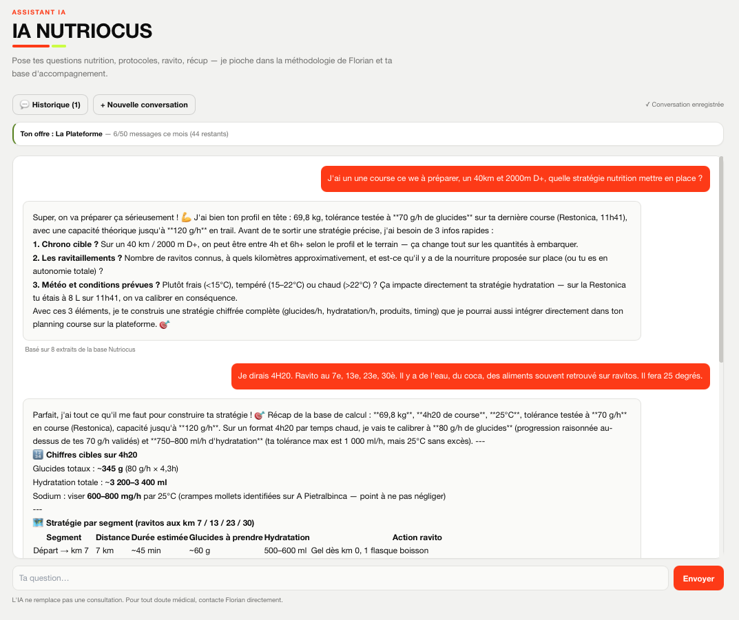 IA Nutriocus - Création d'une stratégie de course pour un trail