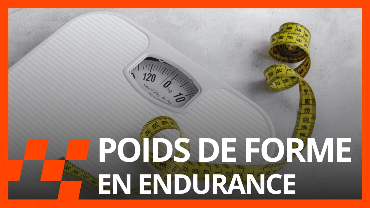 Balance et mètre ruban, avec le texte « Poids de forme en endurance »